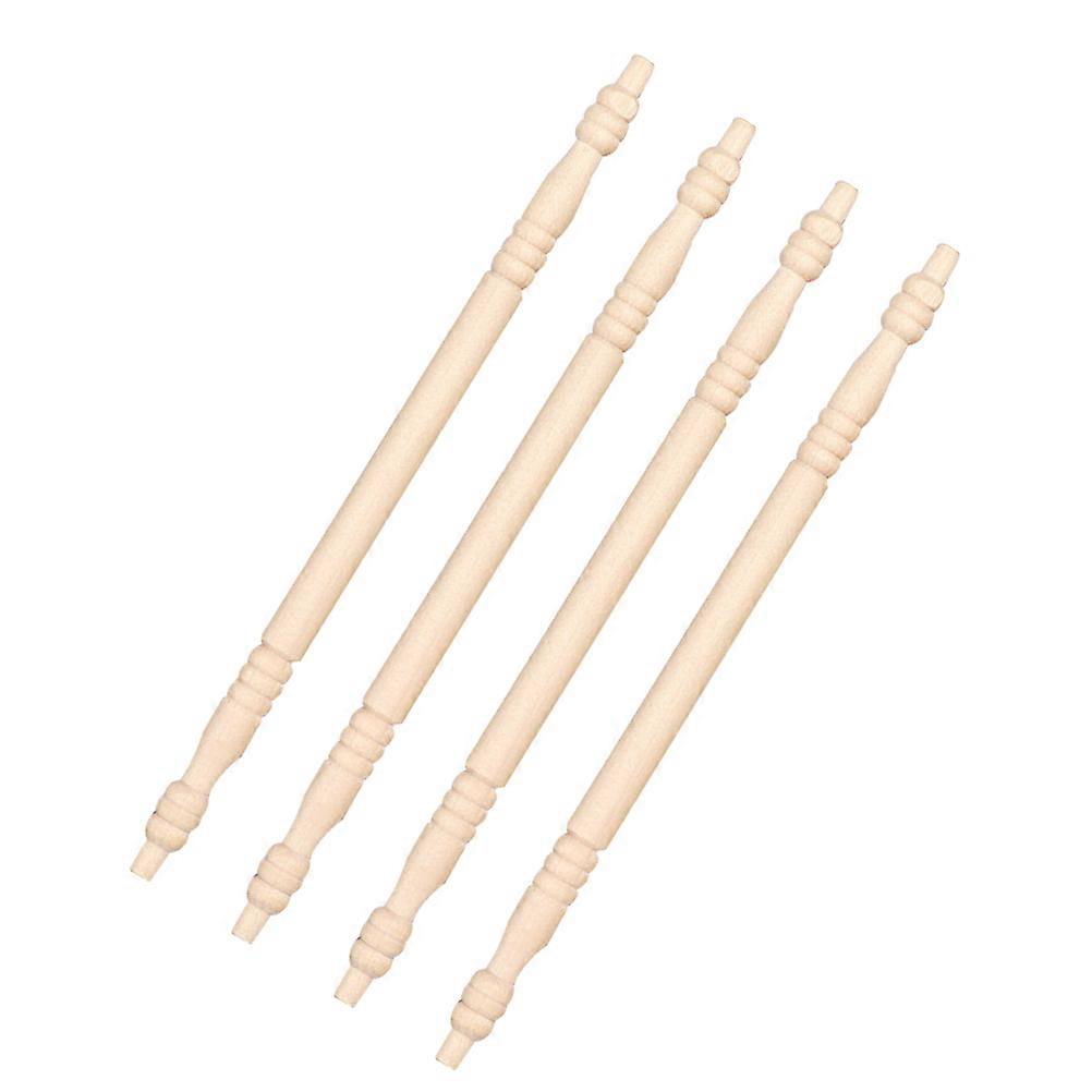 Beige Miniature Roman Pillars for Decoration Simple DIY Dollhouse Layout Prop Birch Wood 4pcs