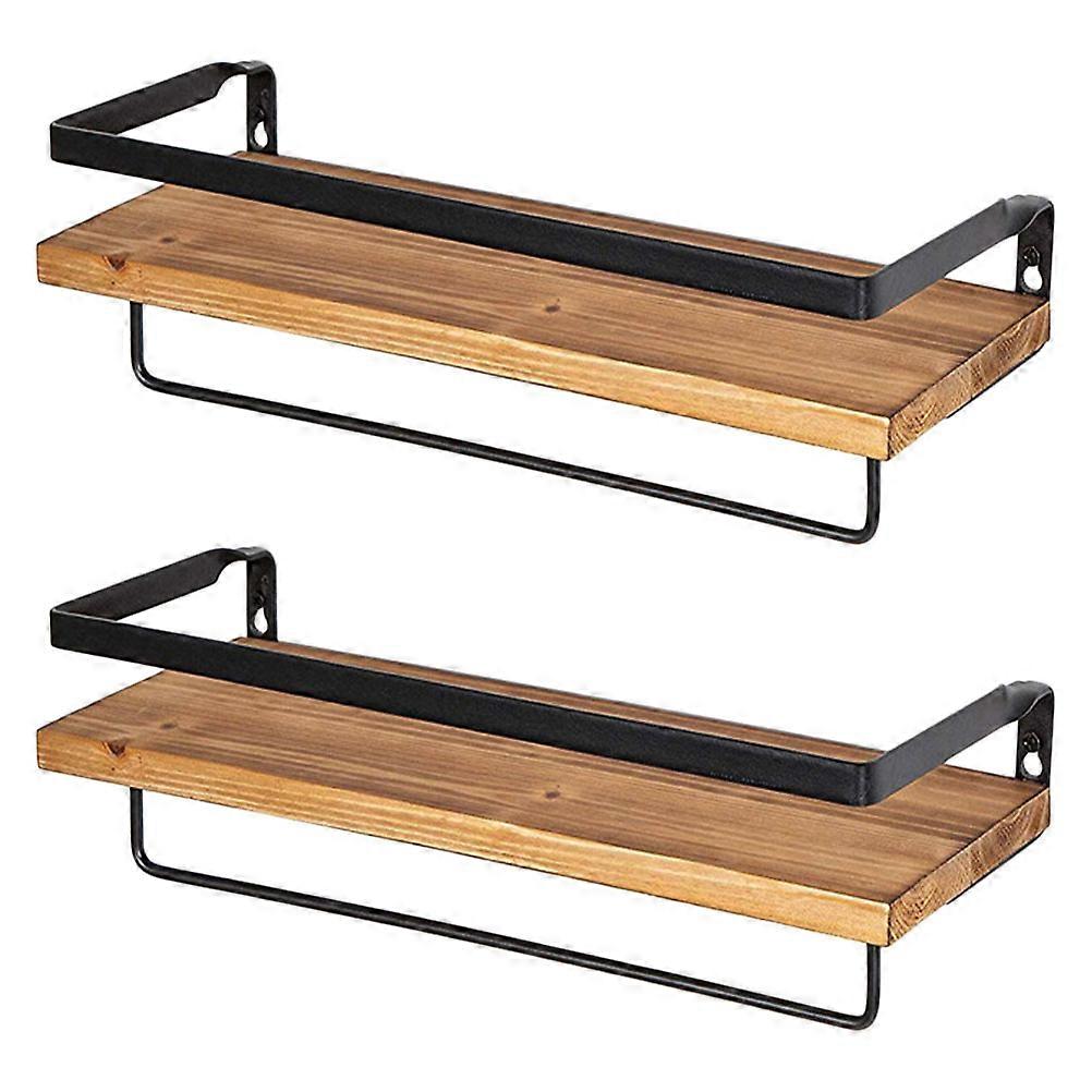 1 Set Kitchen Wooden Shelf Wall Hanging Stands Floating Racks with Hooks