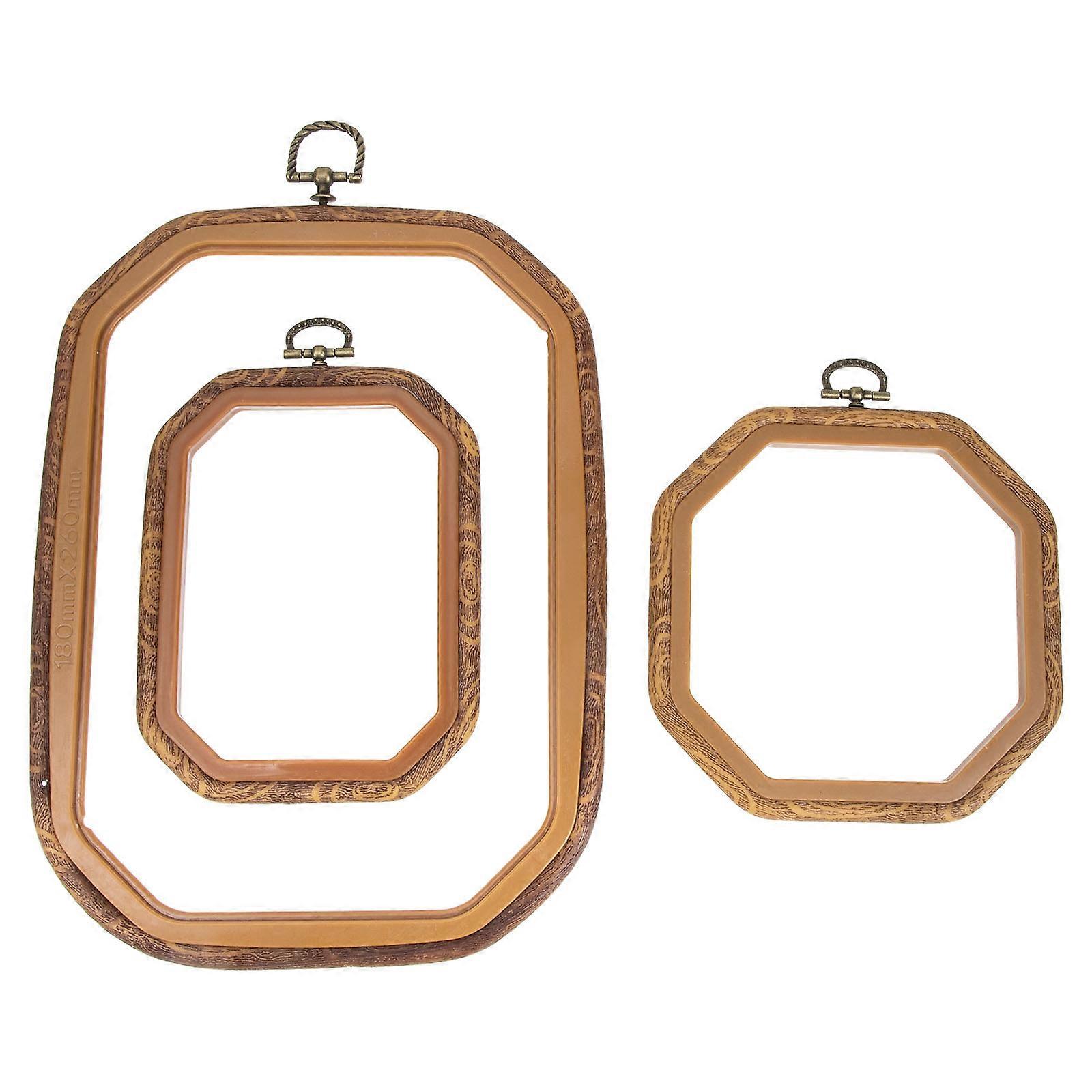 Cross Stitch Hoop 3Pcs Light Brown PP Plastic for Smooth Fabric Fixing and DIY Projects