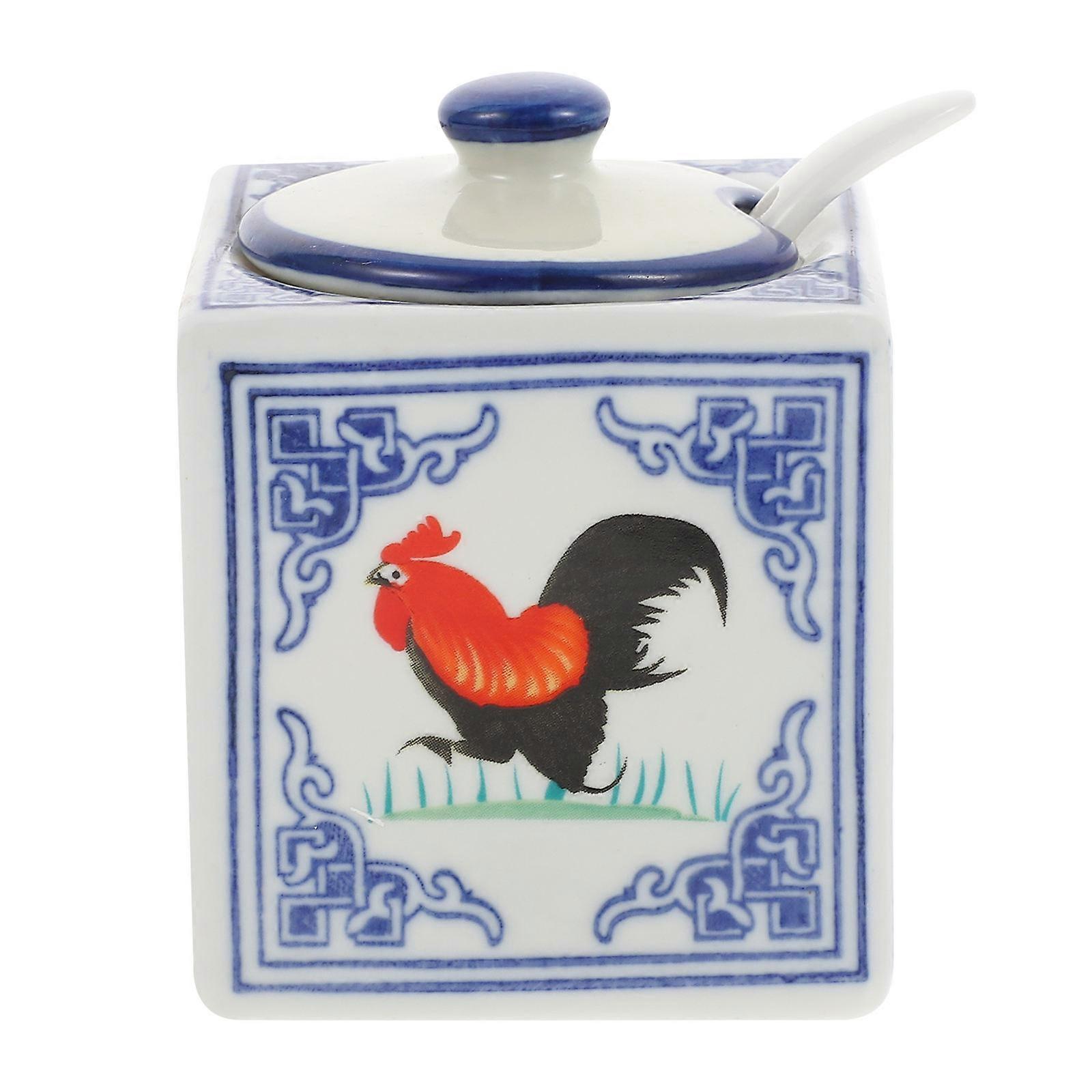 Ceramic Condiment Pot Kitchen Seasoning Holder For Home Use Ceramic 1Pack