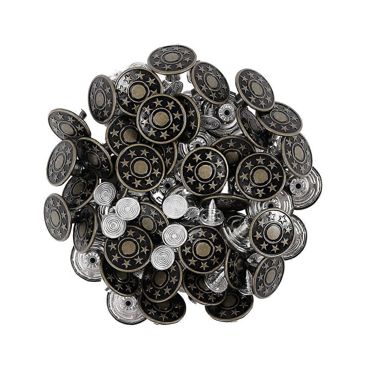 Jeans Tack Buttons for DIY Crafts and Clothing 50pcs Brass Dark Green 17mm