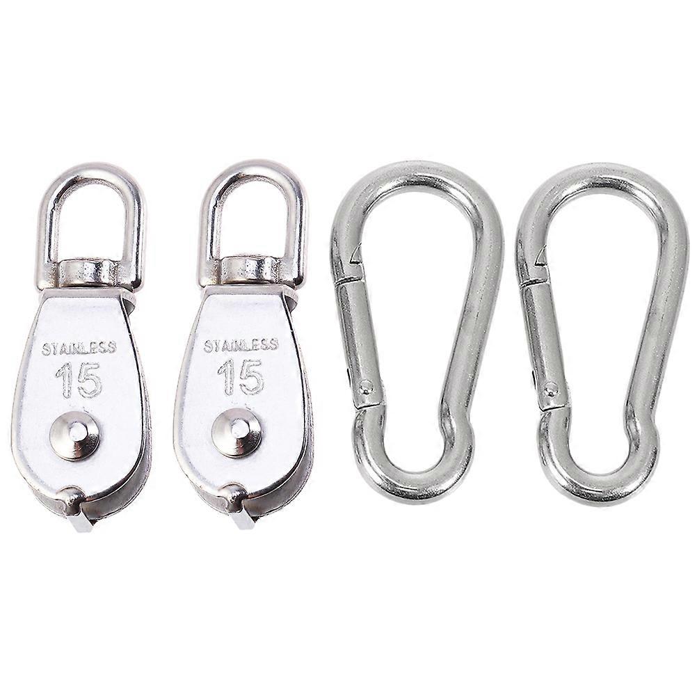 Stainless Steel Pulley 4Pcs Set Fixed Pulley Wheels for Lifting Tasks Construction Use with Silver Construction