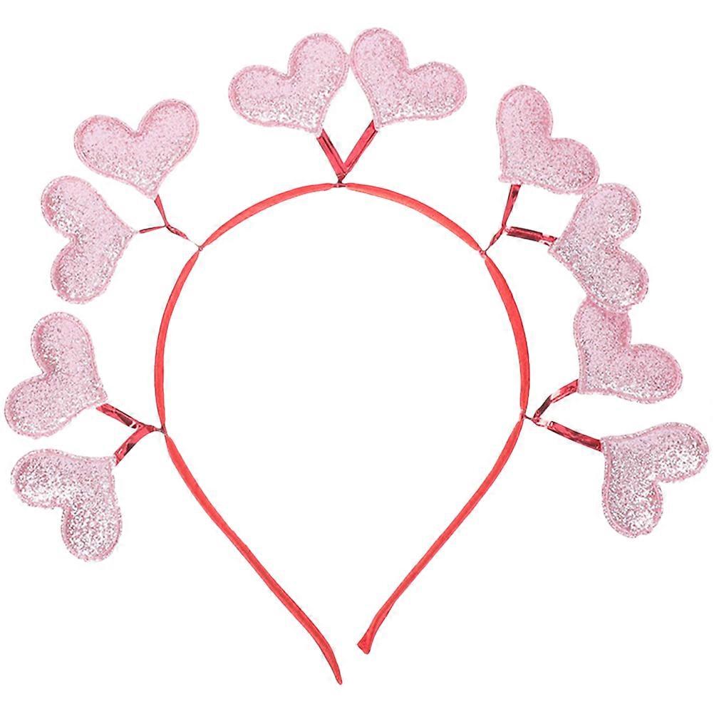 Valentine's Day Heart Headpiece for Parties and Photo Sessions in Pink Using Glitter Felt for Hair Decoration 1Pcs