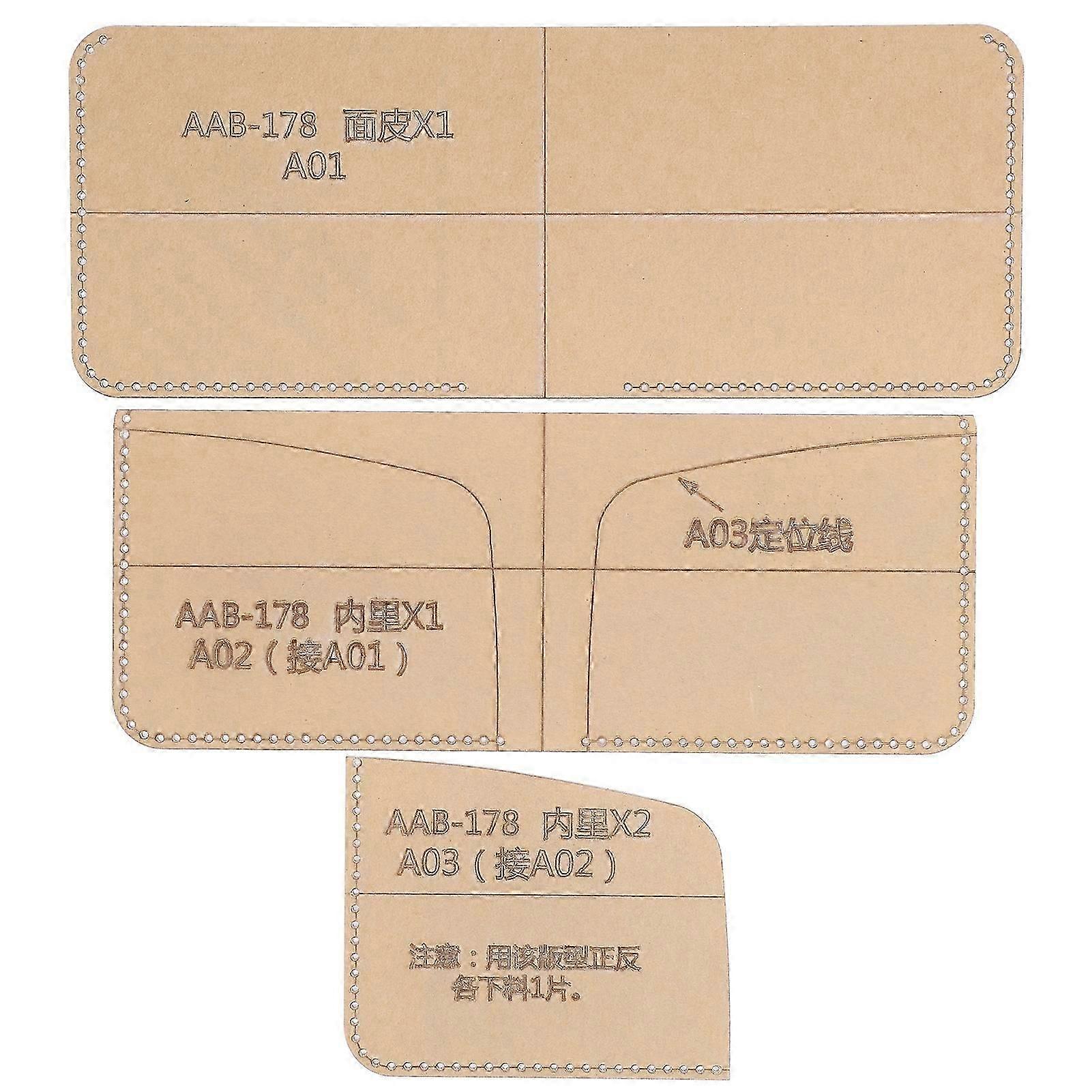 Short Wallet Acrylic Template Purse DIY Pattern Stencil Handmade Leather Craft Tool