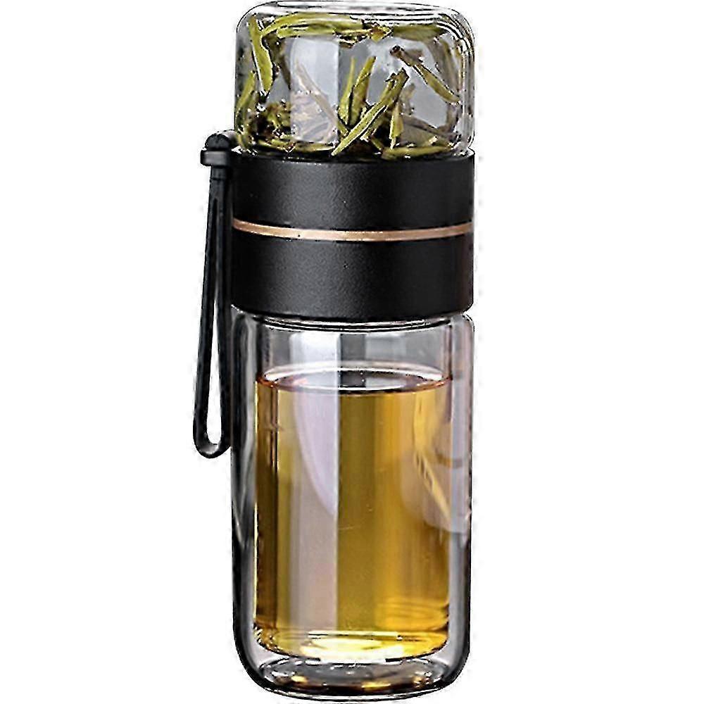 Double Wall Glass Tea Infuser Bottle Tea Tumbler With Infuser Portable Tea Bottle For Loose Tea Travel Tea Mug With Strainer Dual-use Tea Cup-MXBC