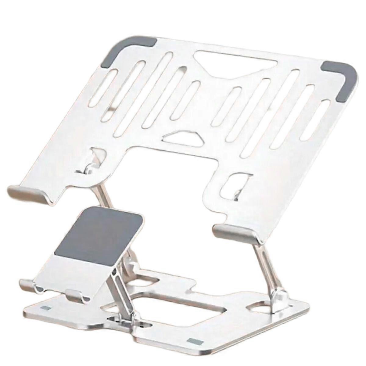 Heat Dissipation and Anti Slip Foldable 2-in-1 Adjustable Height Stable Stand for Mobile Phones Laptops and Tablets B