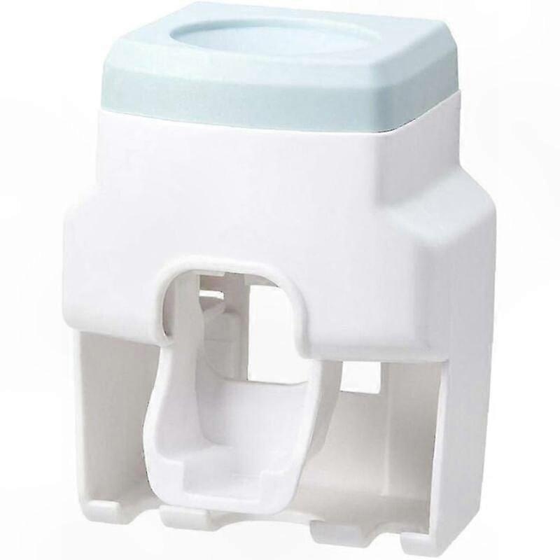 Blue Toothpaste Dispenser with Bathroom Shelf Storage Solution