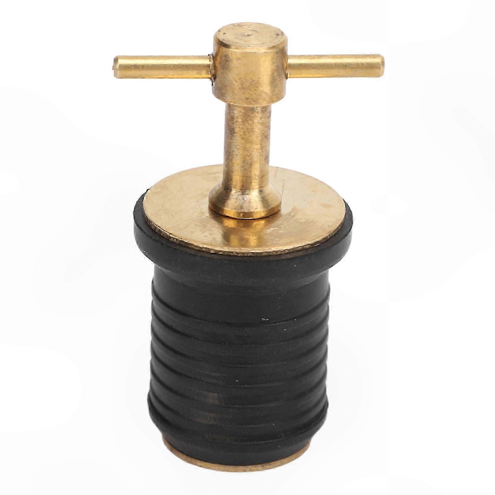 Boat Drain Plug with T-Handle, Durable Brass Construction, Twist-to-Seal Rubber Design for Marine Yachts and Ships, 1 Inch Size