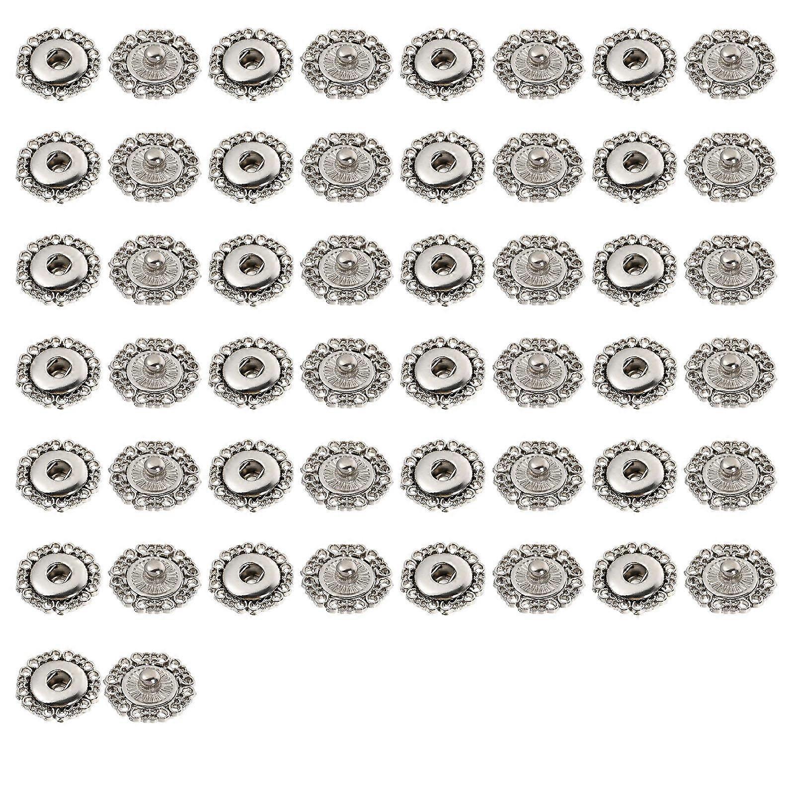 Metal Snap Buttons Snap Fasteners for Jackets Silver Metal Material Useful for 50pairs