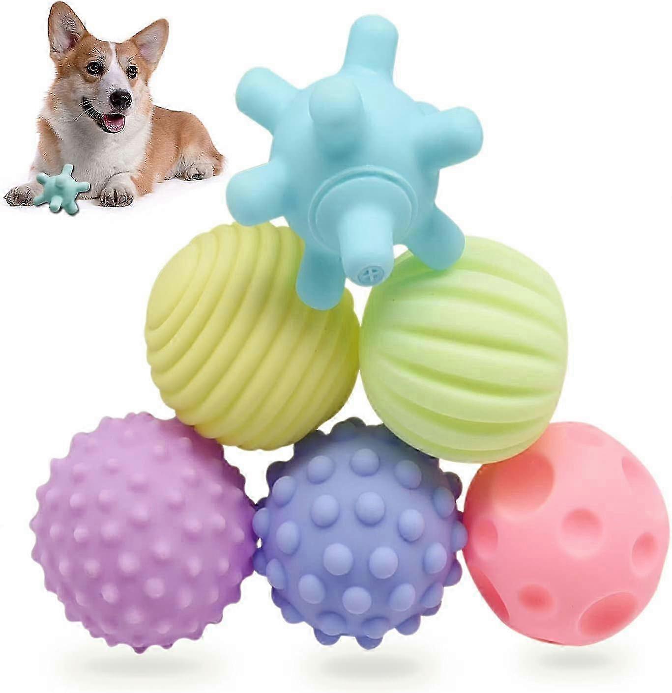 6 Pack Durable Rubber Bouncy Balls for Small and Medium Dogs with Sound Resistant Feature