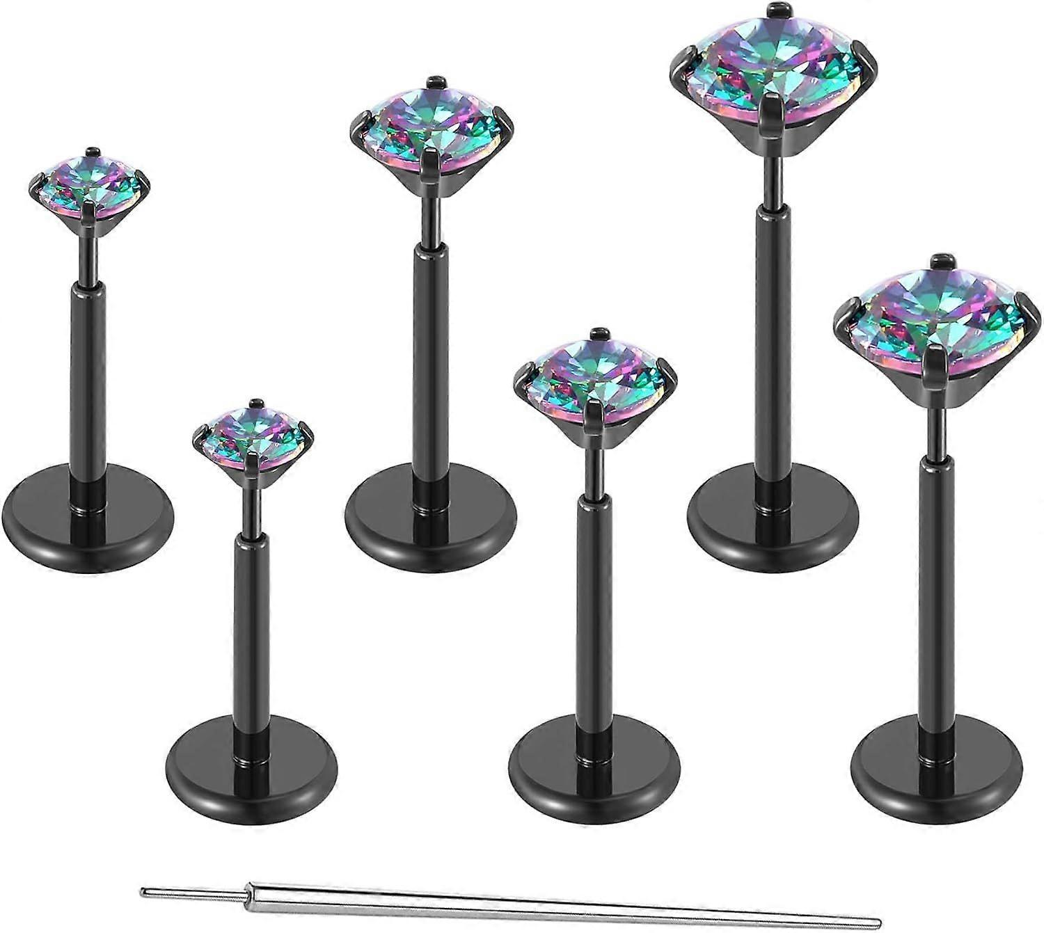 20G Flat Back Earrings Stud G23 Titanium Threadless Tragus Labret Cartilage Lip