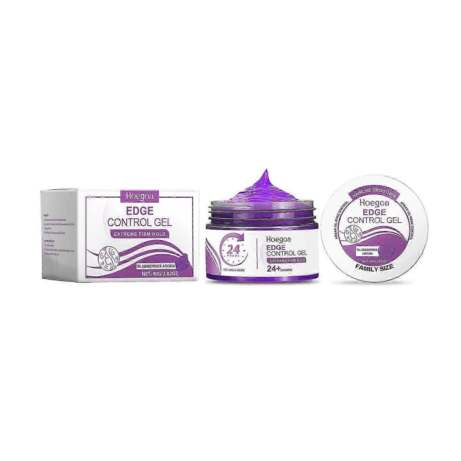 Hoegoa Purple Acai Berry styling gel with bangs, natural styling, long-lasting softness, and frizz