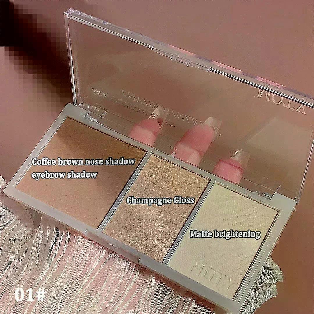 3-Color Bronzer Contouring Palette Face Matte Brown Coffee Contour Shadow Powder High Gloss Illuminator Makeup Shaping Palette