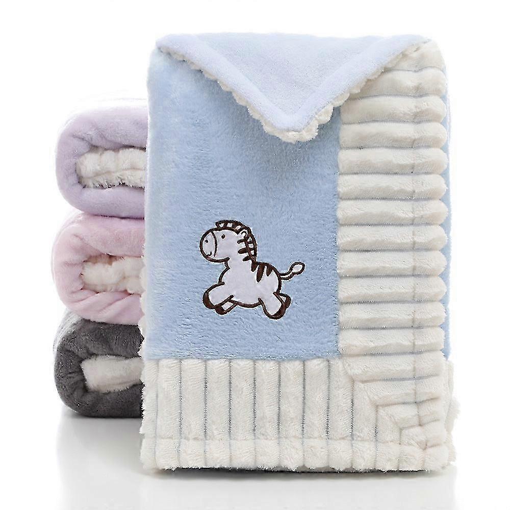 Super Soft Double-layer Flannel Children's Blanket Cartoon Embroide...