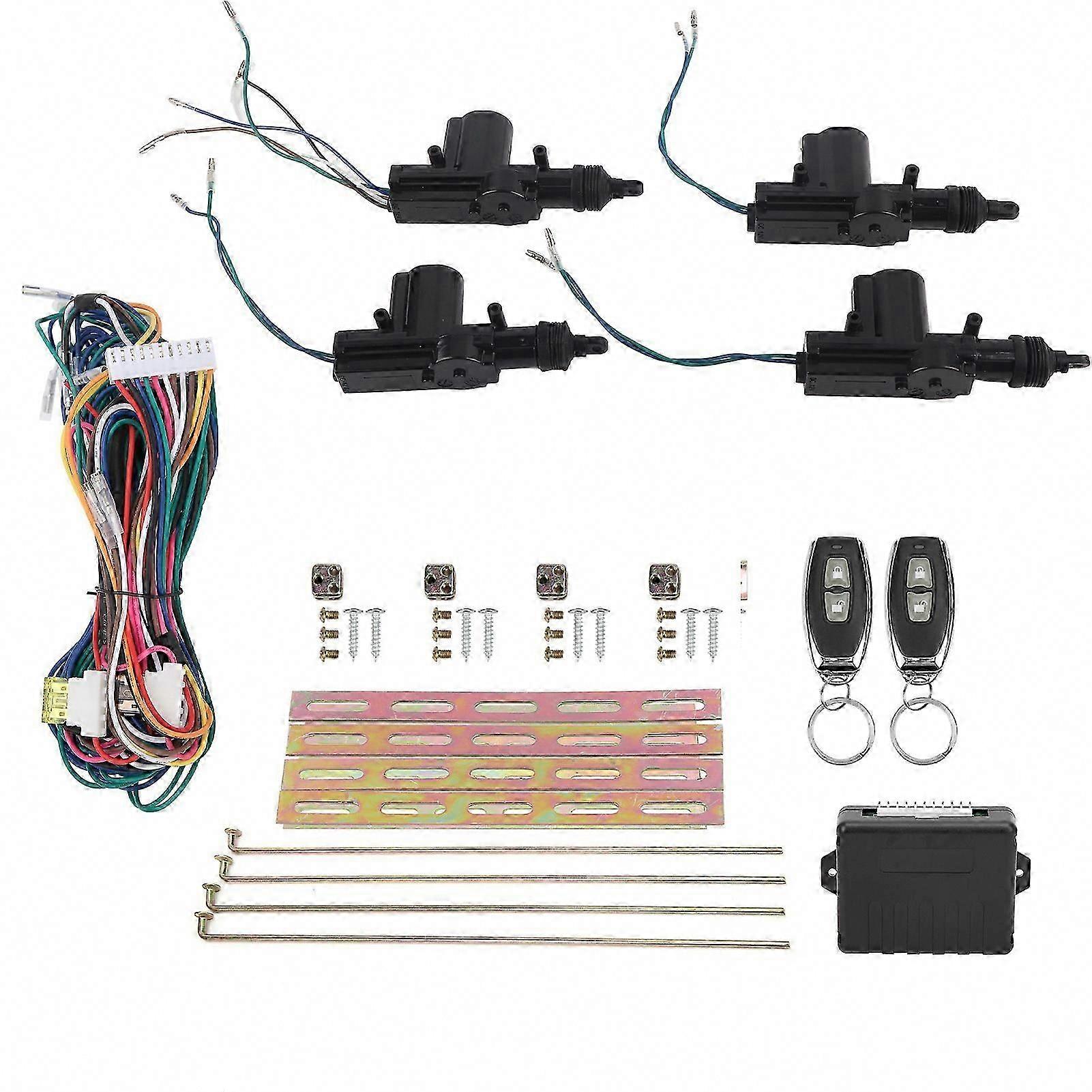 Central Lock Kit Remote Control Keyless Entry System 12V with LED Indicator and 2 Controllers