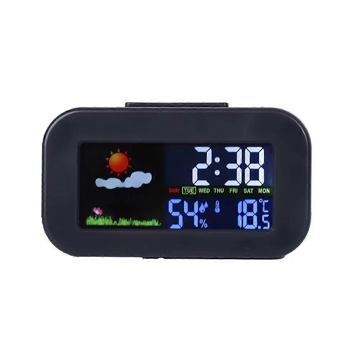 Weather Station Clock with Color Display Temp&Humidity Monitor Backlit for Kids Teens Students - Bedroom Dorm Desk