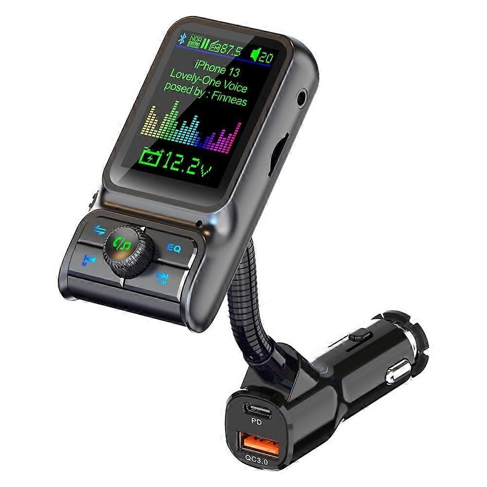 Bluetooth FM Transmitter - QC 3.0 PD 3.0, Bluetooth 5.0, Hands-Free(Black)