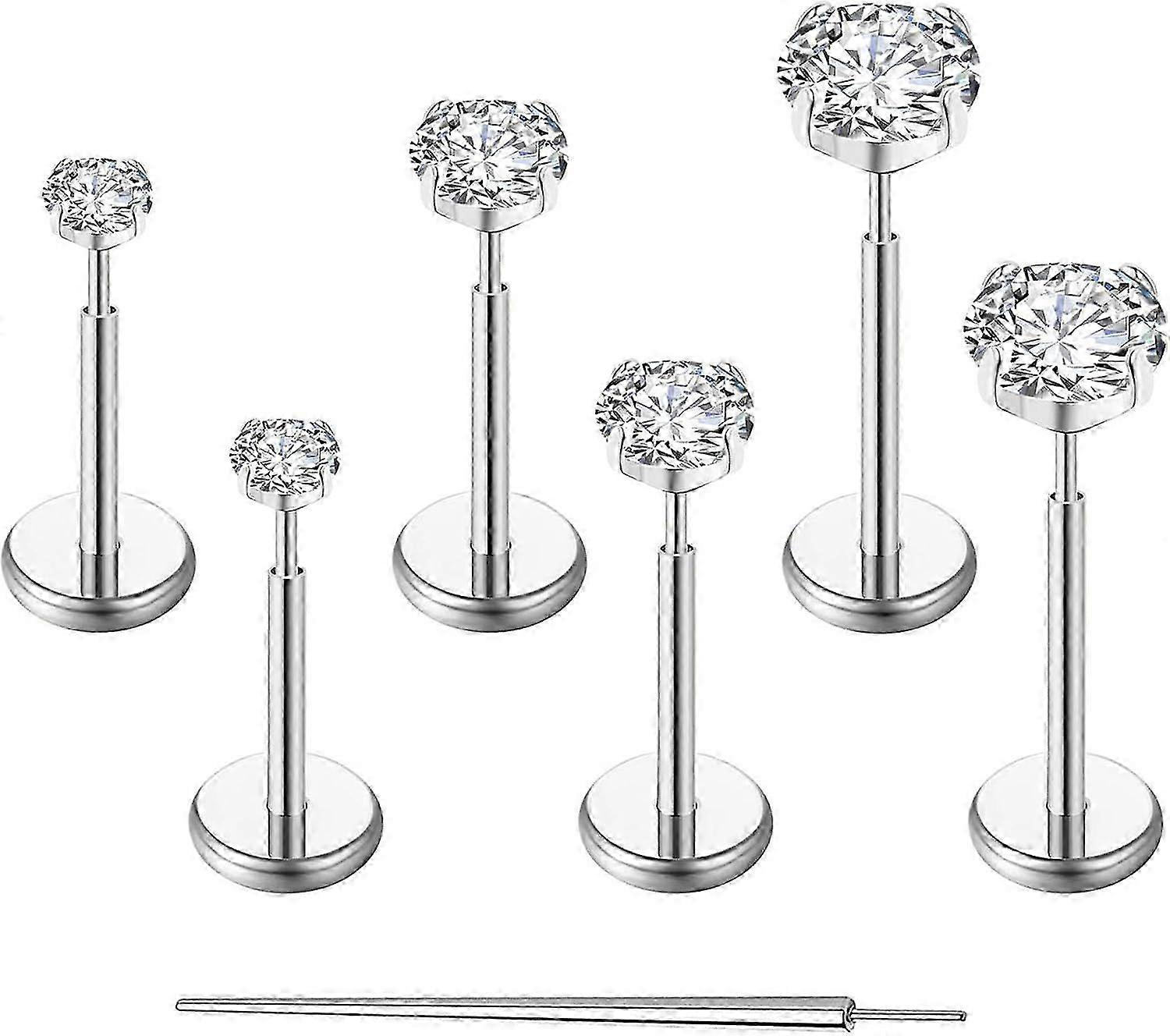 20G Flat Back Earrings Stud G23 Titanium Threadless Tragus Labret Cartilage Lip