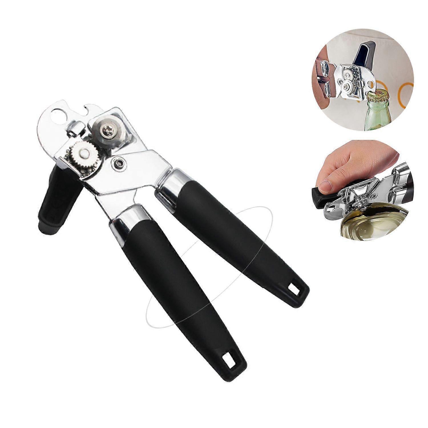 Handheld kitchen manual can opener with comfortable handle and large turning knob