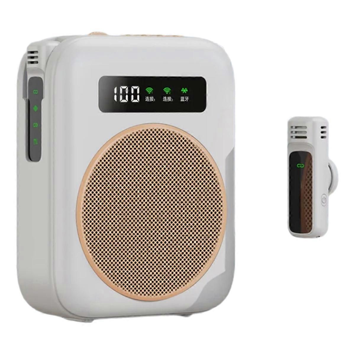 Bluetooth Voice Amplifier with Magnetic Wireless Lavalier Lapel White