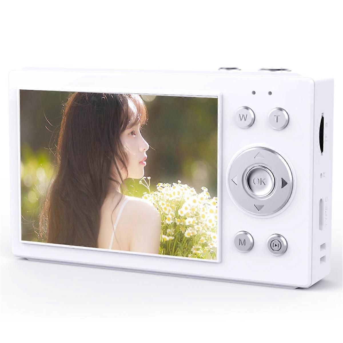 4K CCD Digital Camera 64MP 16X Digital Zoom Wifi Digital Video Camera with 2.8inch Screen 64GB SD Card White