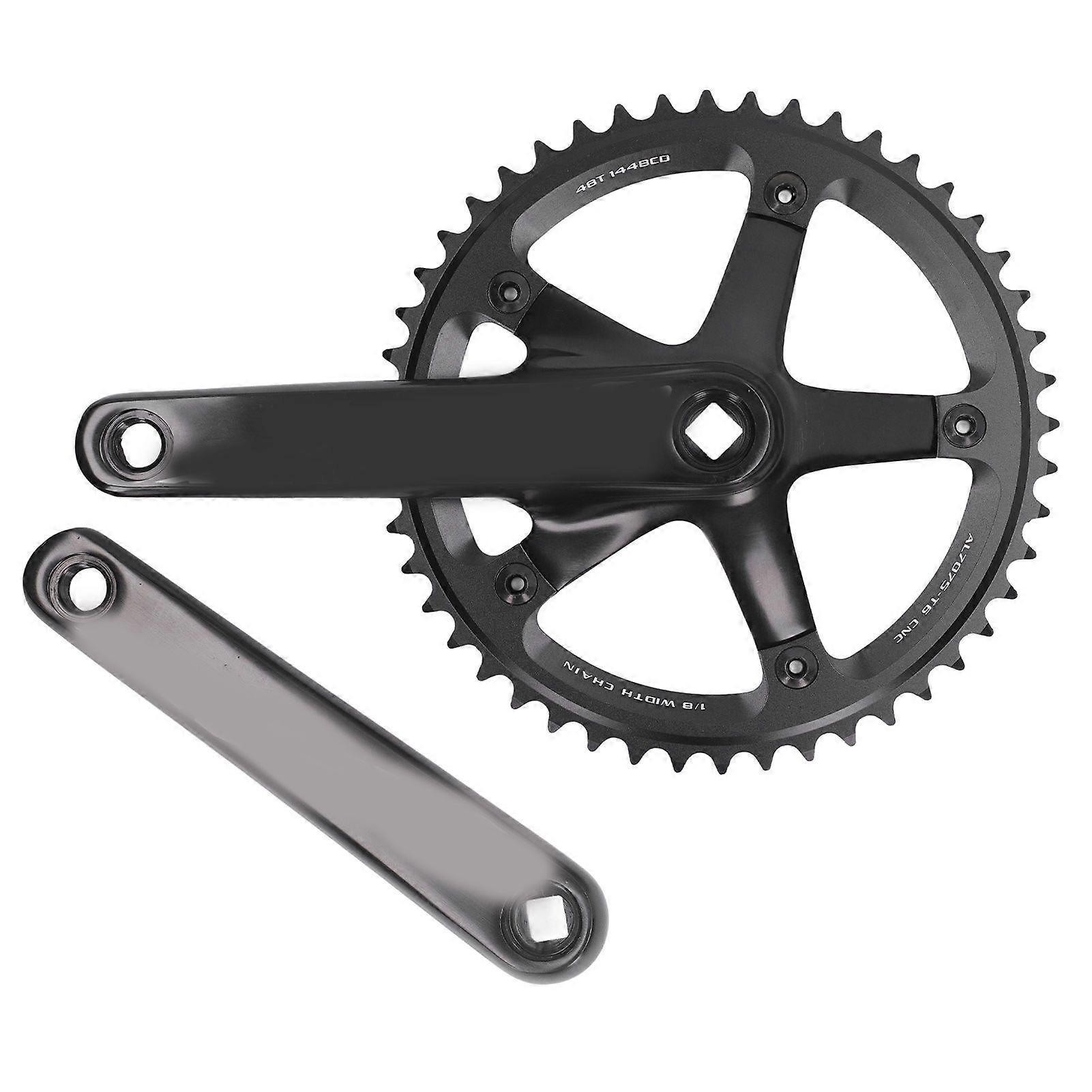 Aluminum Alloy 144 BCD 48T Single Speed Crankset Bike Crank Arm Bicycle Crank Arm Set Black
