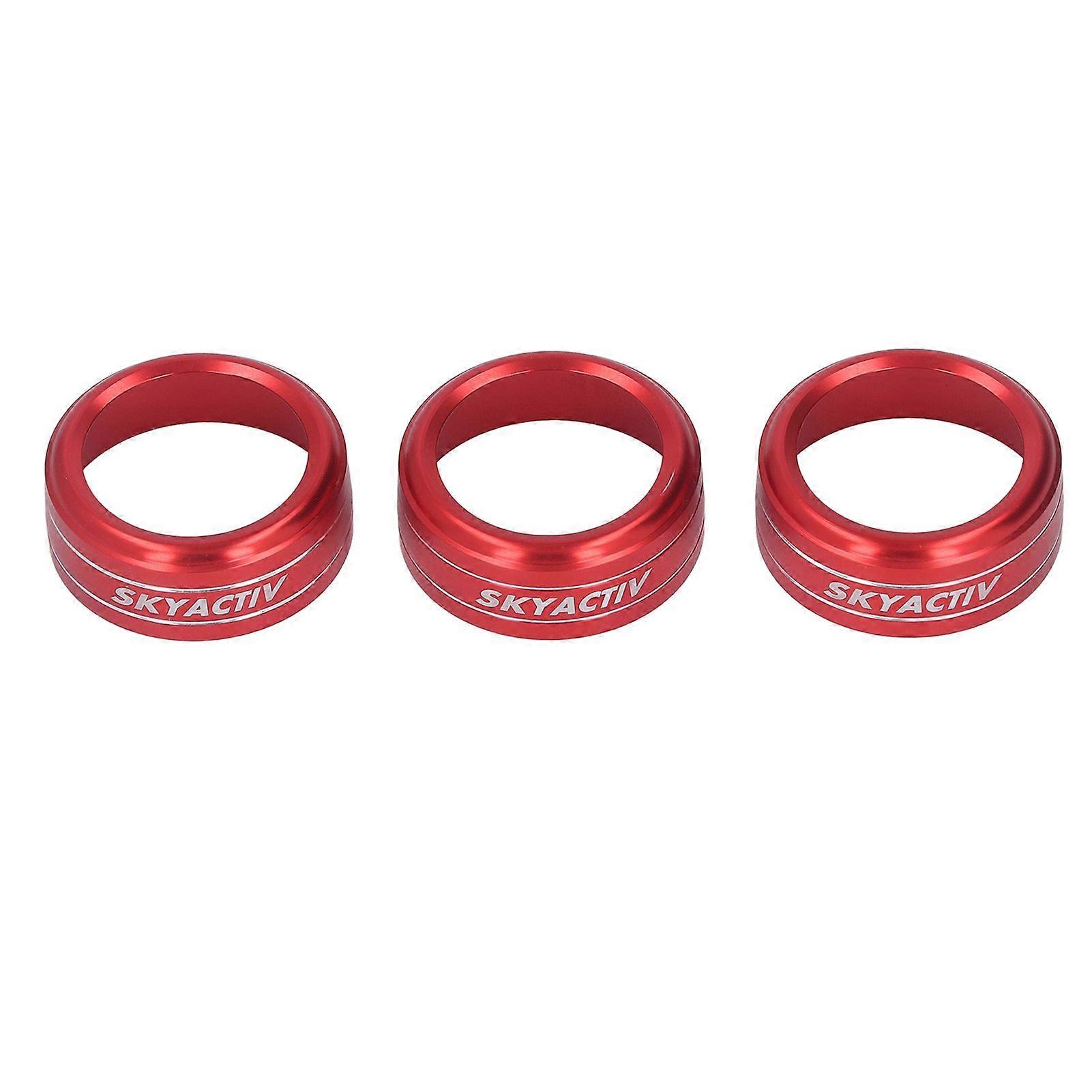 3 Pcs AC Switch Knob Ring Cover Trim Red Center Console Interior Accessories Replacement for Mazda 3 6
