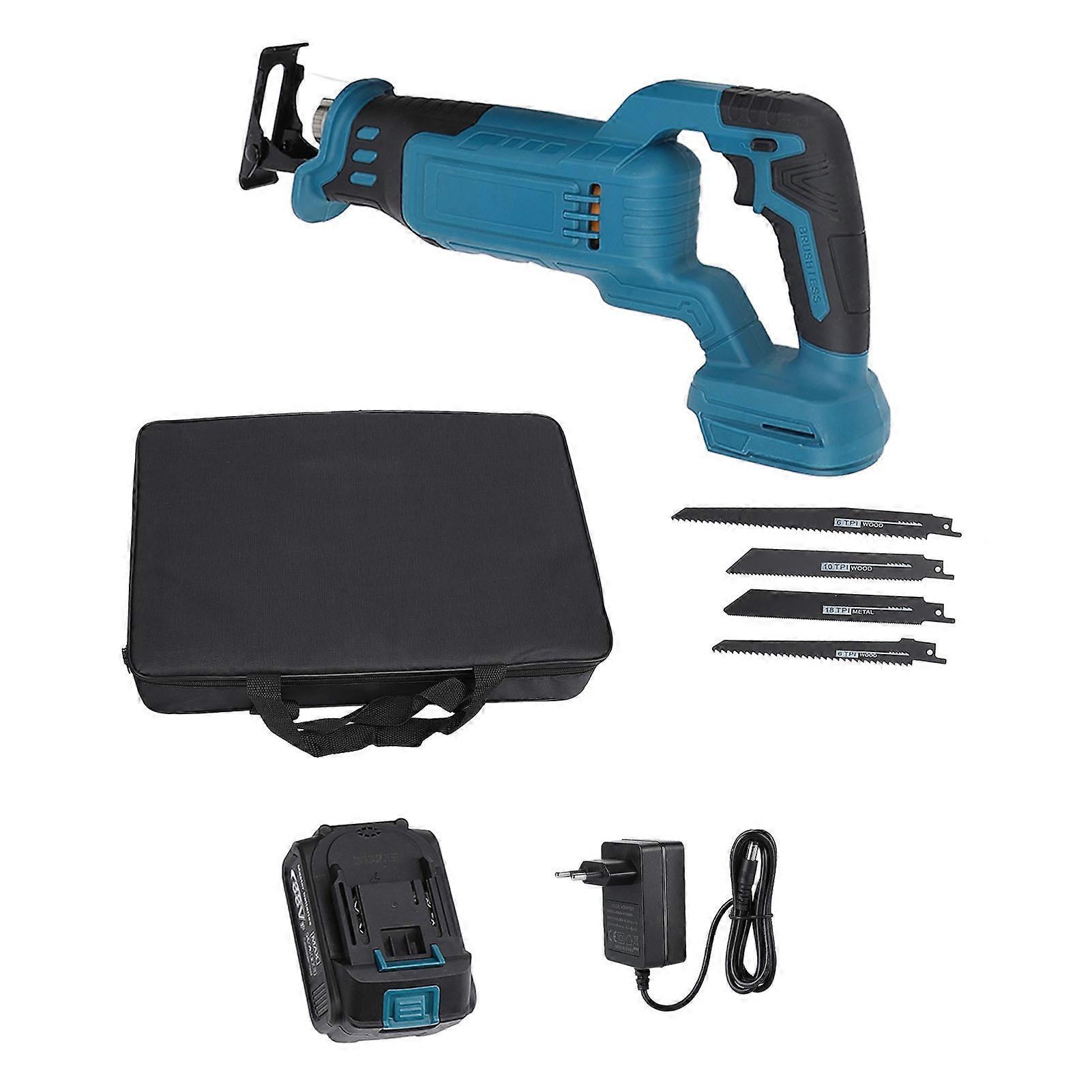 Cordless High Power Variable Speed Handheld Brushless Reciprocating Saw with 4000mAh Battery for Cut Wood Metal Plastic