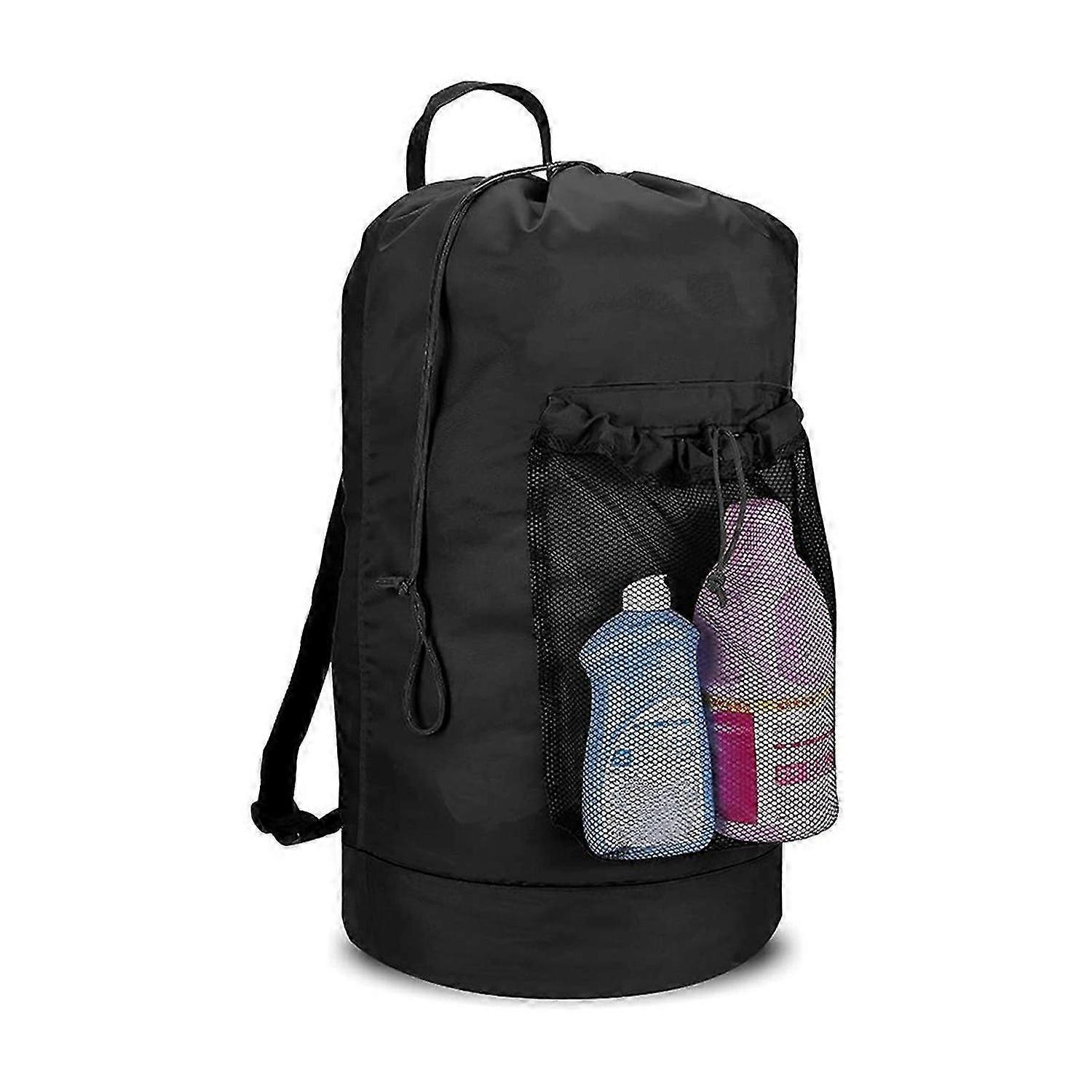 Laundry Bag with Shoulder Straps and Mesh Pocket Laundry Backpack
