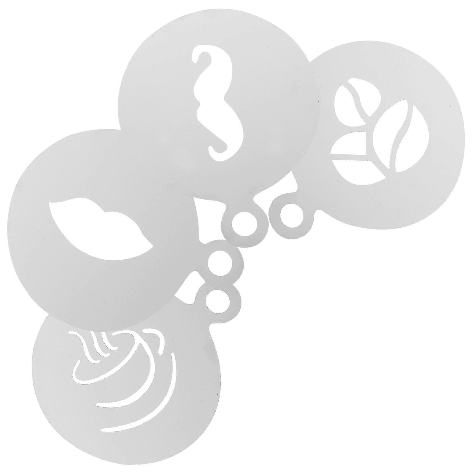 Reusable Coffee Stencils Stainless Steel Latte Mold for 4Pcs Set