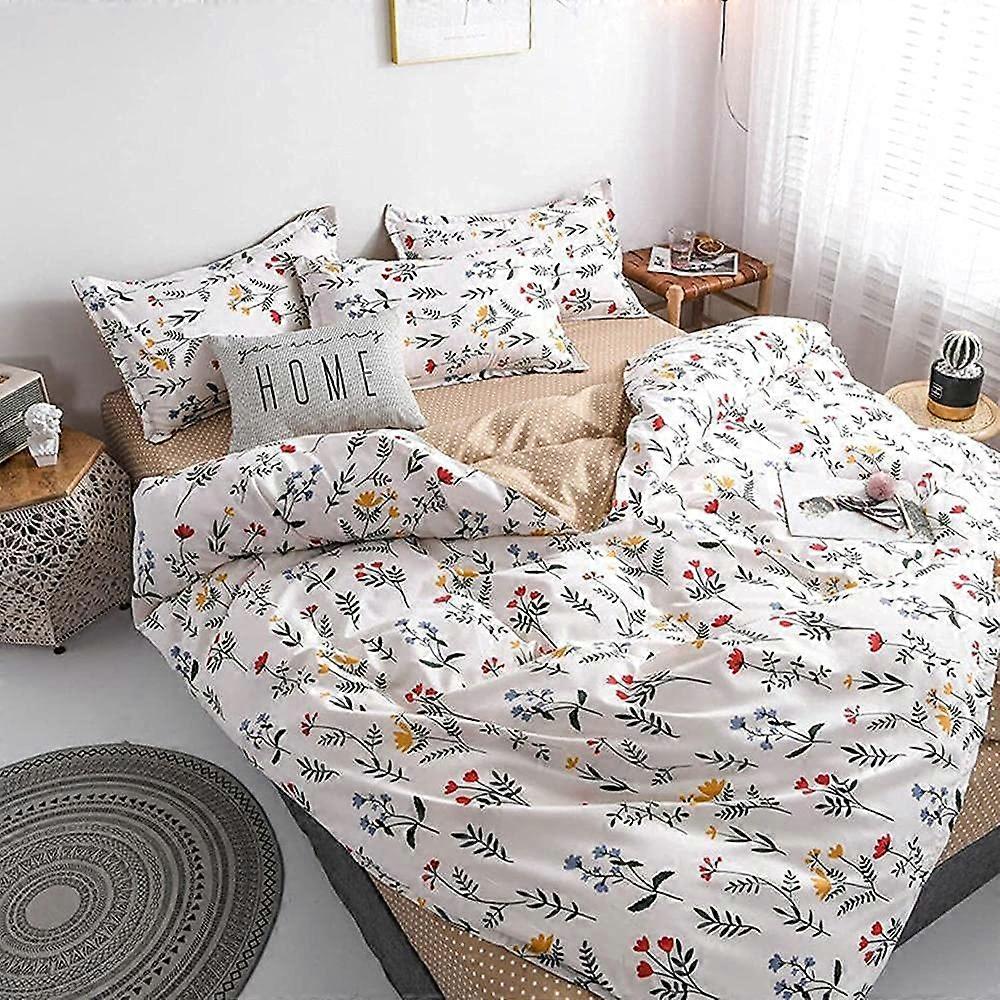Natural Cotton Bedding Set Ultra Soft Washed Zipper Closure Includes Duvet Cover Bed Sheet Pillowcases Color F J