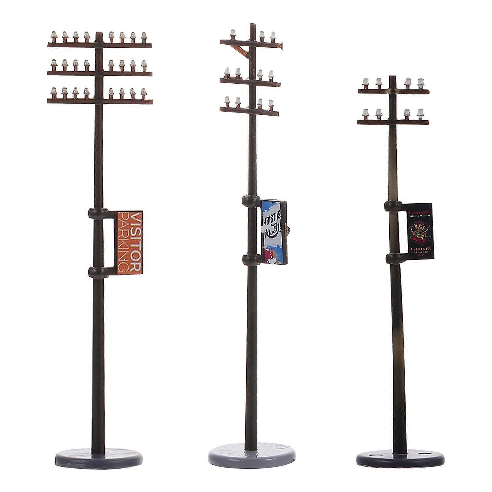 Plastic Telegraph Pole Models for Micro Landscape 1Set Assorted Color