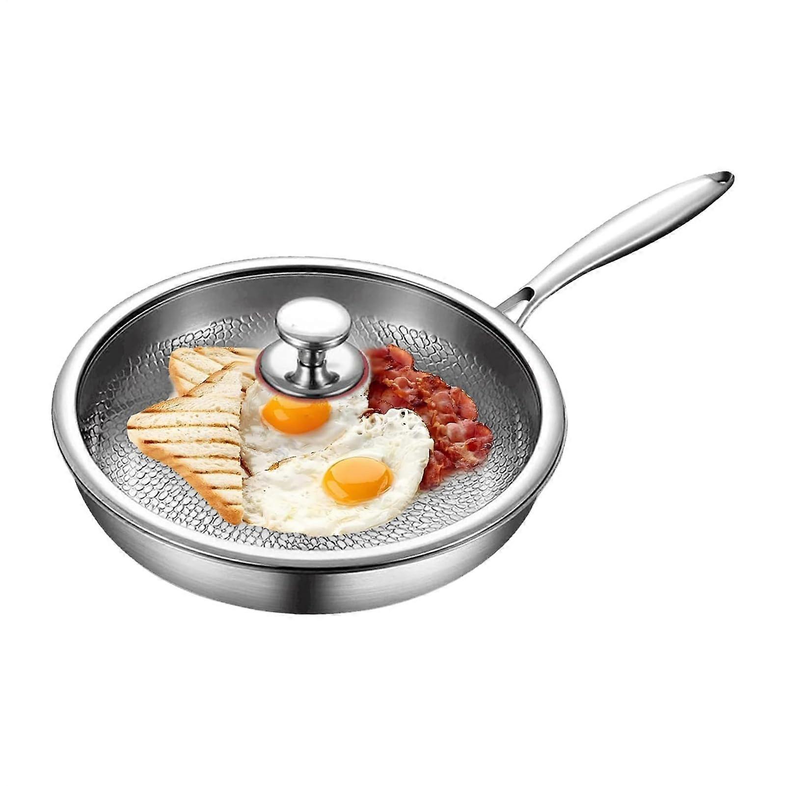 Titanium Hammered Pan Outdoor Camping Skillet 28cm With Lid Griddle Tableware