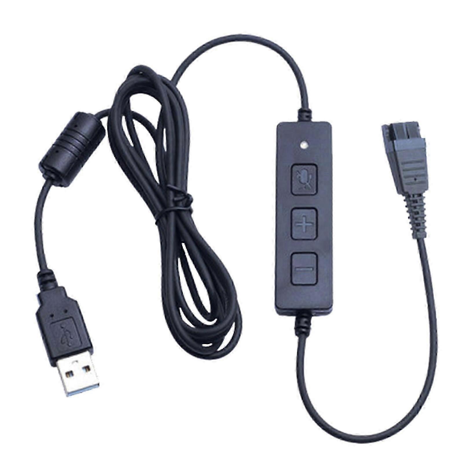 Call Center Headset Quick Disconnect Cable to USB Plug for QD Hwadset Adapter