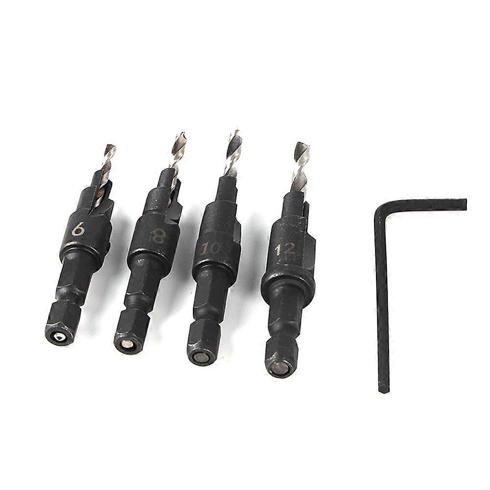 1/4inch Hex Shank HSS Drill Bits Fast Change #6 #8 #10 #12 Countersink Woodworking Tool