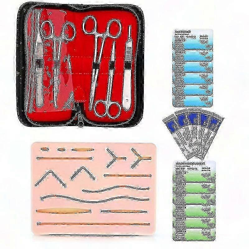 Complete Student Suture Practice Kit with Silicone Pad and Tools for Medical Training