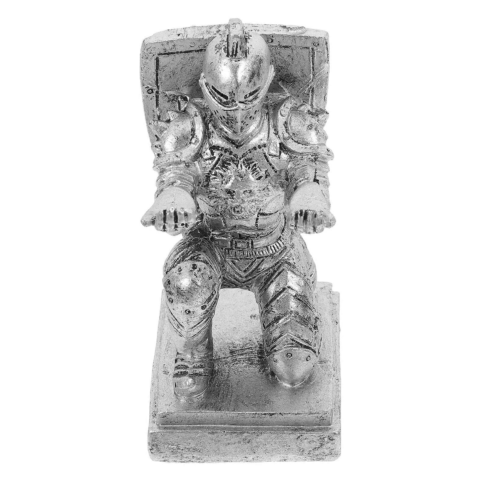 Resin Silver Knight Shape Pen Holder for Desk 3Pcs Office Set
