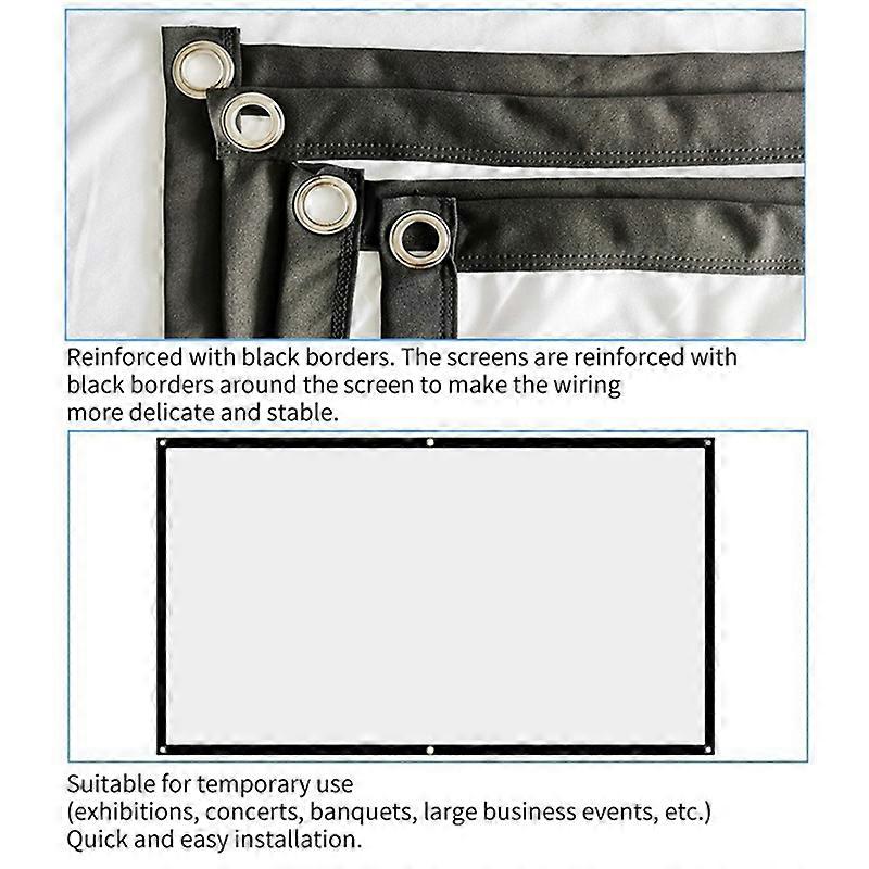 Projector Screen for Home Theater White Foldable Anti-Crease(120Inch)