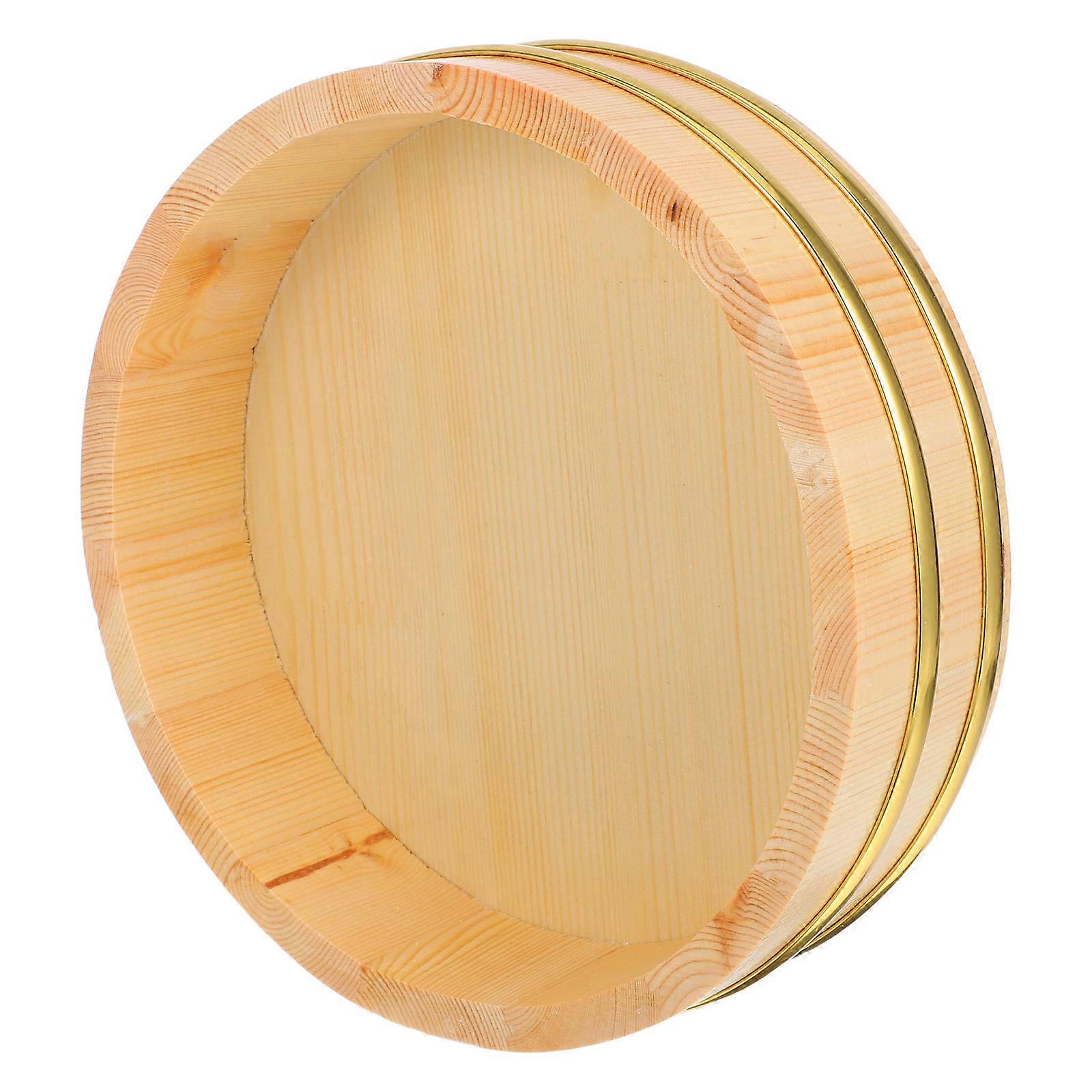 Food Mixing Container Sushi Bucket For Restaurant Use Natural Wood Round 1Pcs