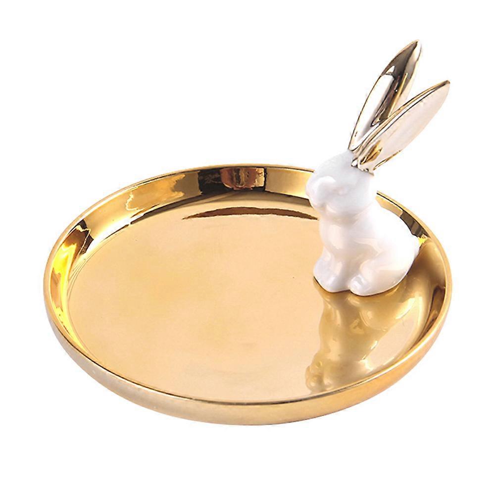 Rabbit Crafts Ceramic Jewelry Tray for Home Use 2Pcs Creative Display