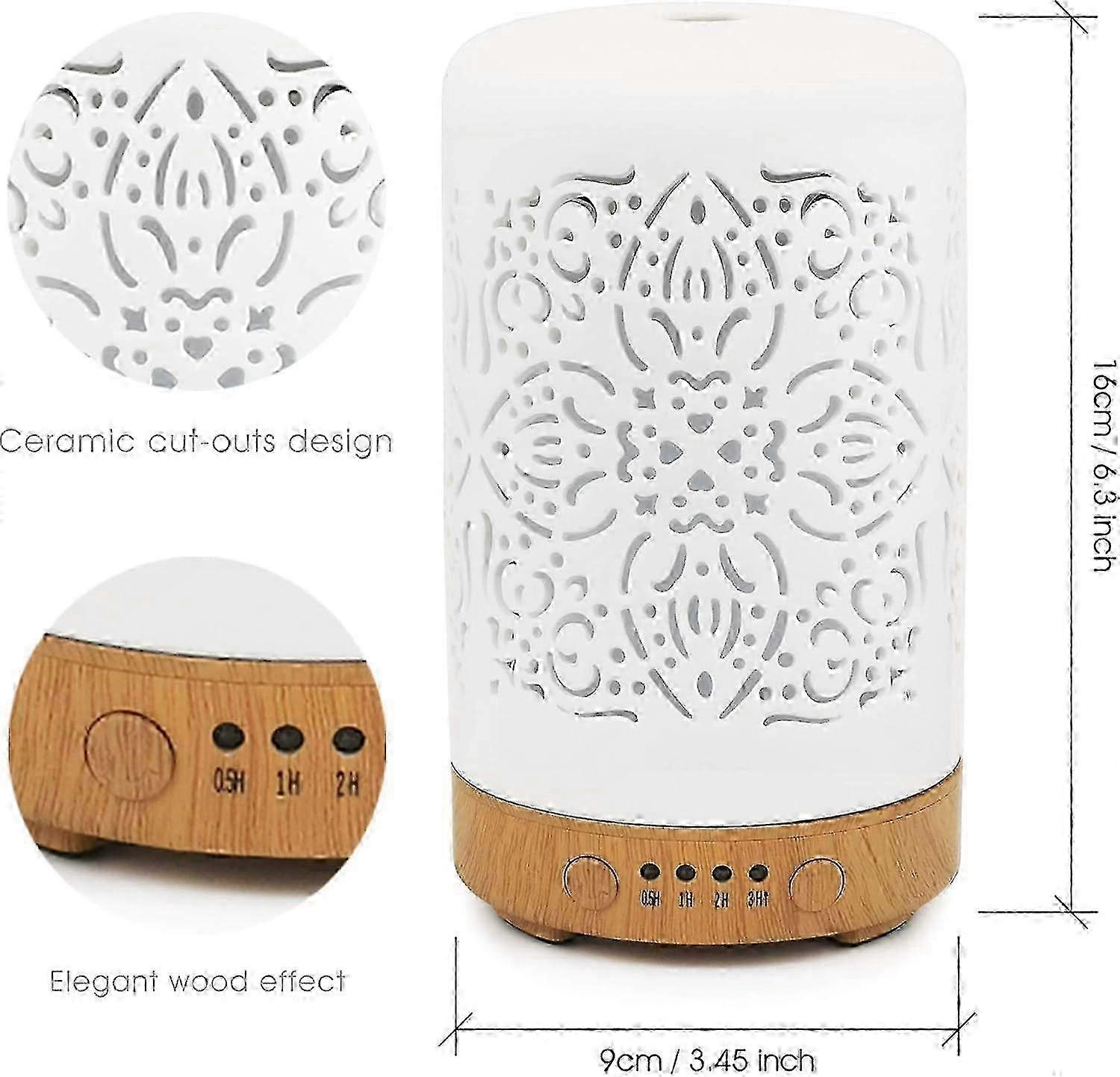 25-26 White ceramic essential oil diffuser 100 ml with timers and night lights
