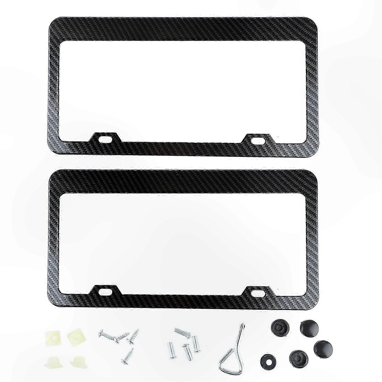 Universal 2-Pack Carbon Fiber License Plate Frames for Vehicles, Durable Rustproof Design