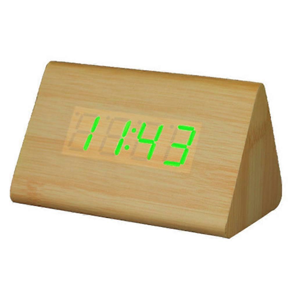 Clock Thermometer Wooden LED Alarm Clock