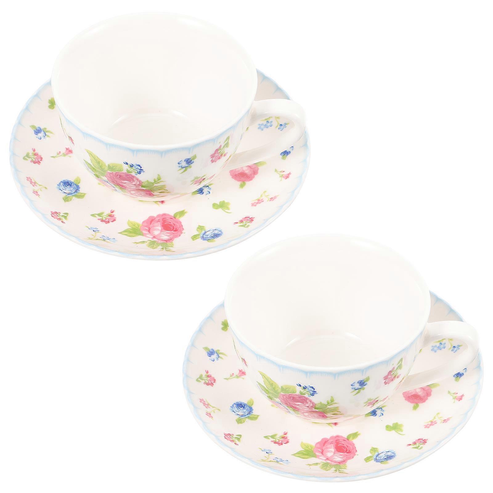3 Sets Of Multi Colored Bone China Tea Cup Saucer Set For Afternoon Tea Retro Chic Style