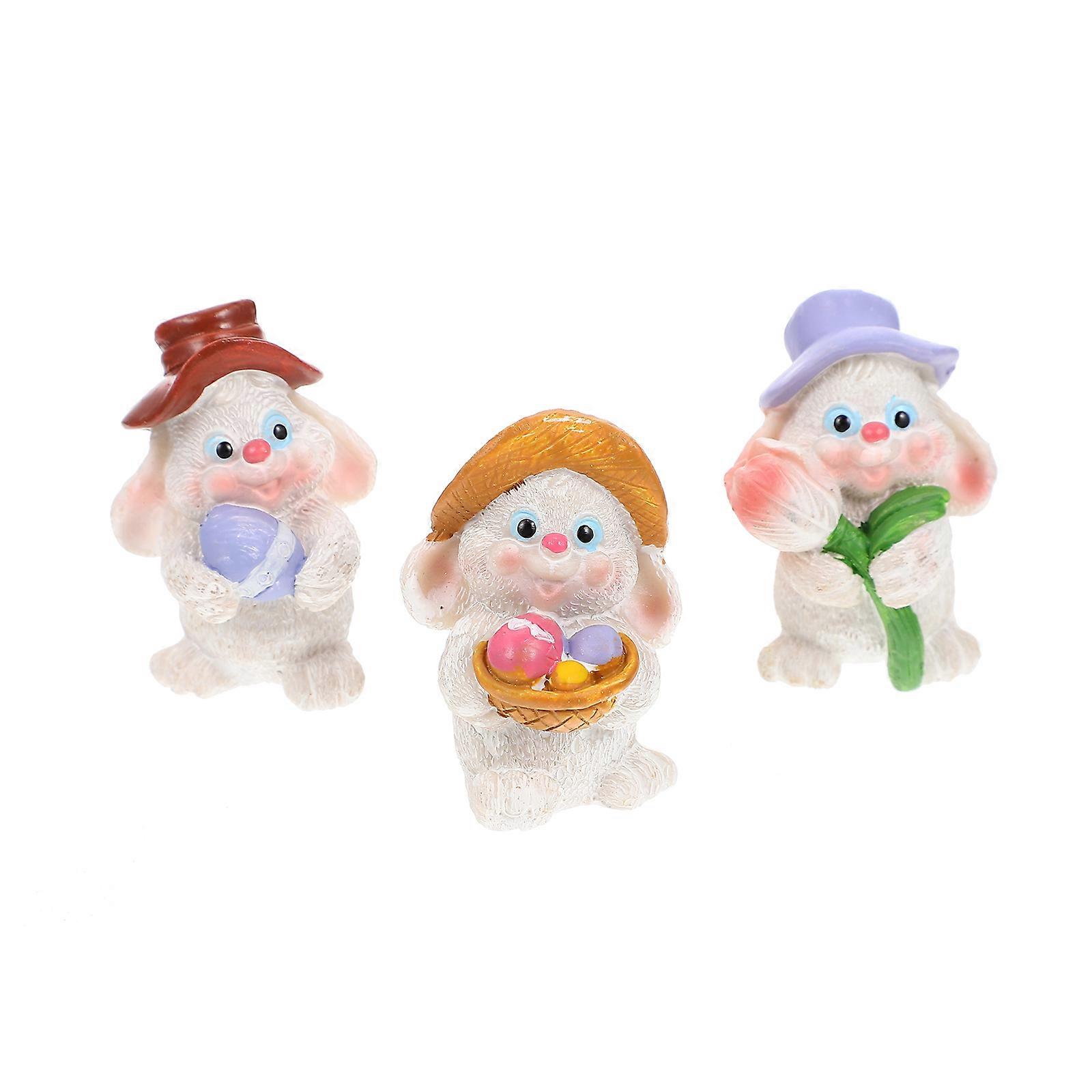 Easter Statue 6 Pcs Rabbit Adornment For Garden Decoration Realistic Simulation Aquarium Use Durable Resin Craft