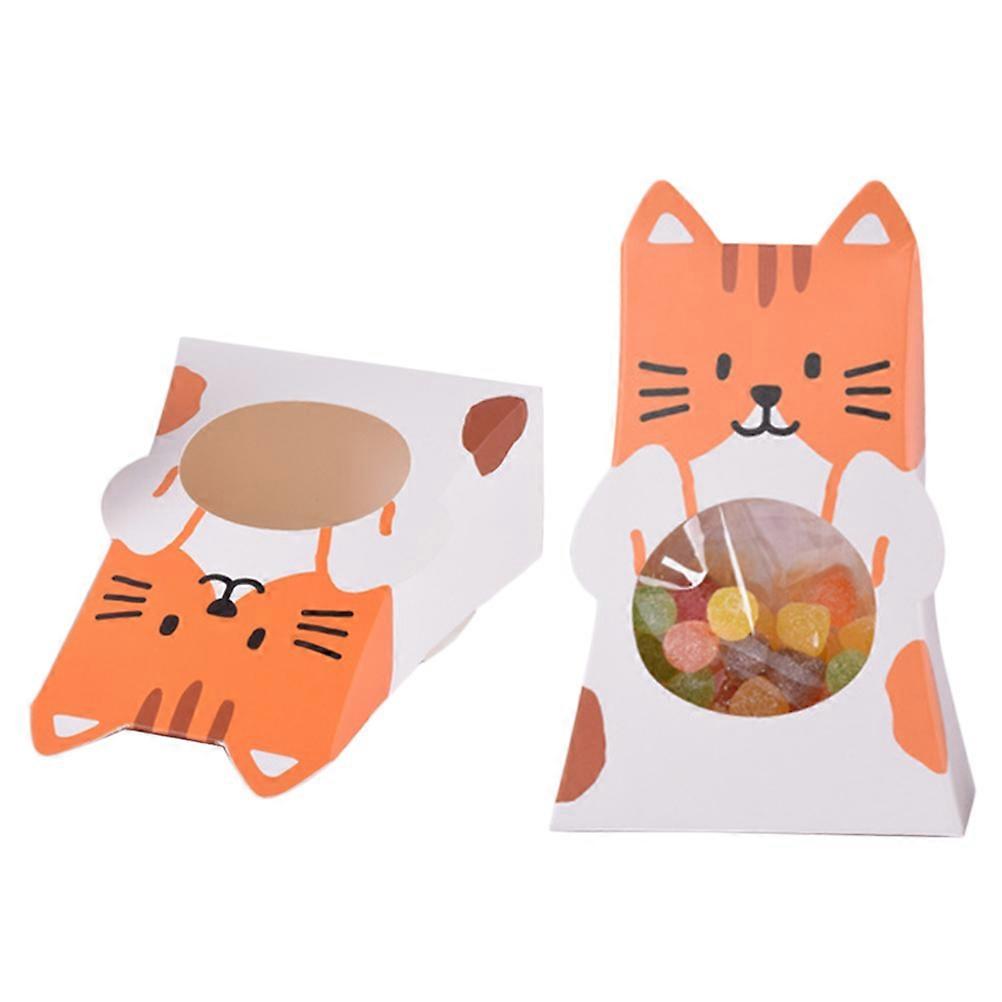 Foldable Cat Candy Box Gift Boxes for Party Supplies 50Pcs White Paper