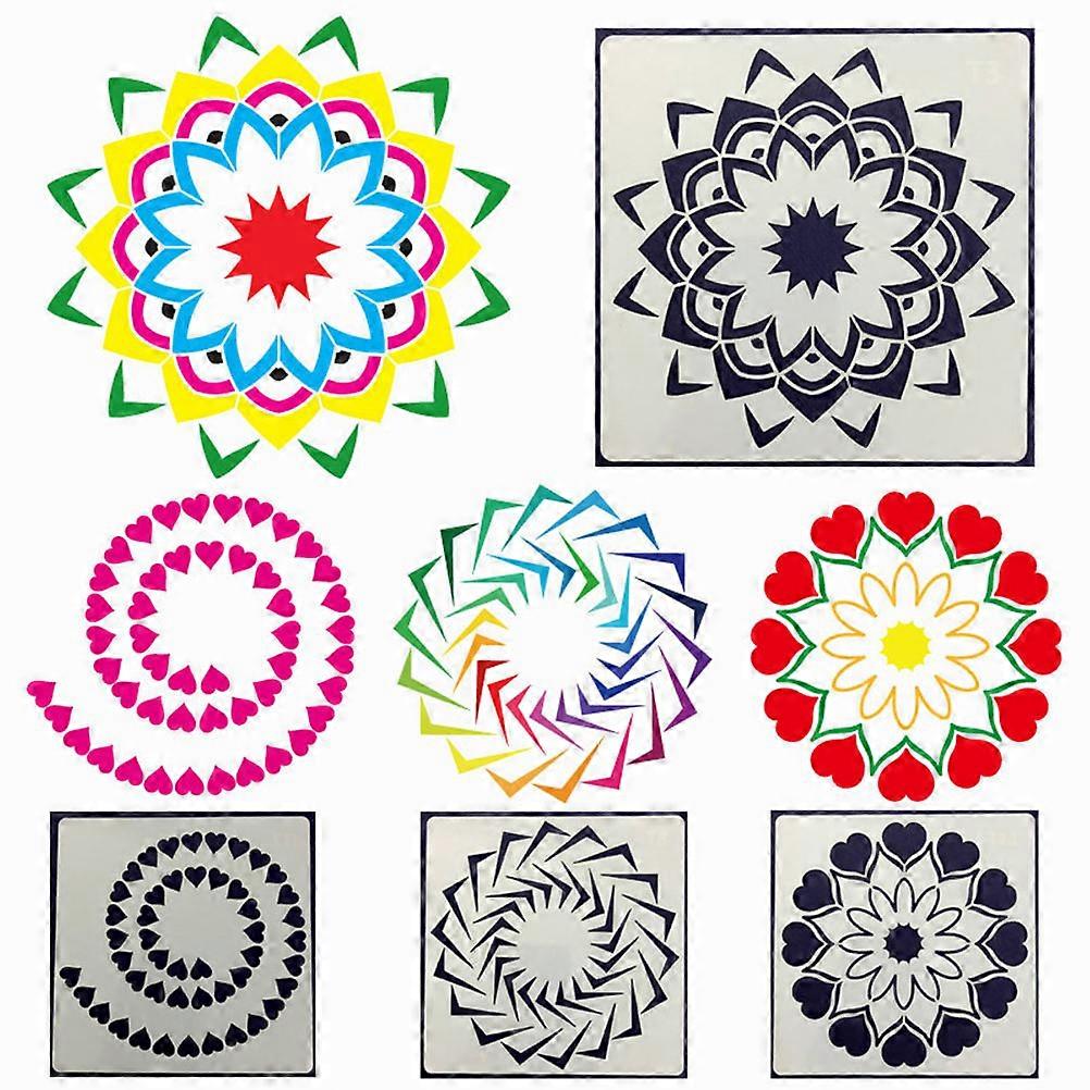 Drawing Craft Stencils Templates 12Pcs Hollow Out Design Square Stencil Set White For Artists And Crafters