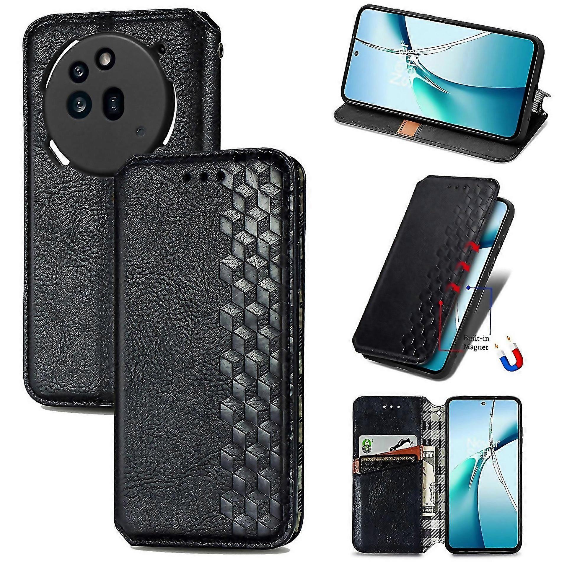 For Cubic Grid Pressed Magnetic Leather Phone Suitable For Everyday Use