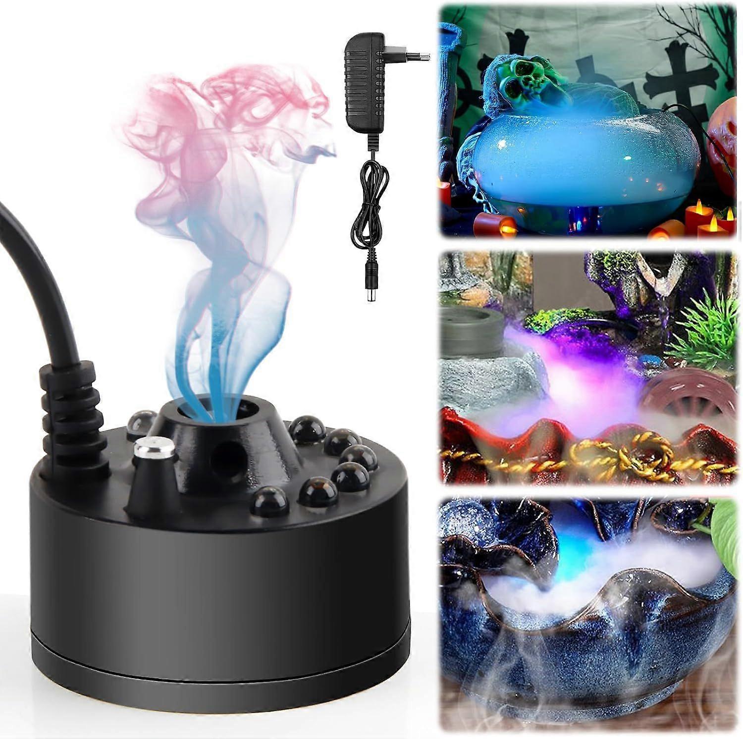 Mist Maker, Ultrasonic Nebulizer with LED, 350ML/H Fountain Water Mist Maker, Fog Device (with EU Plug), Halloween Fogger