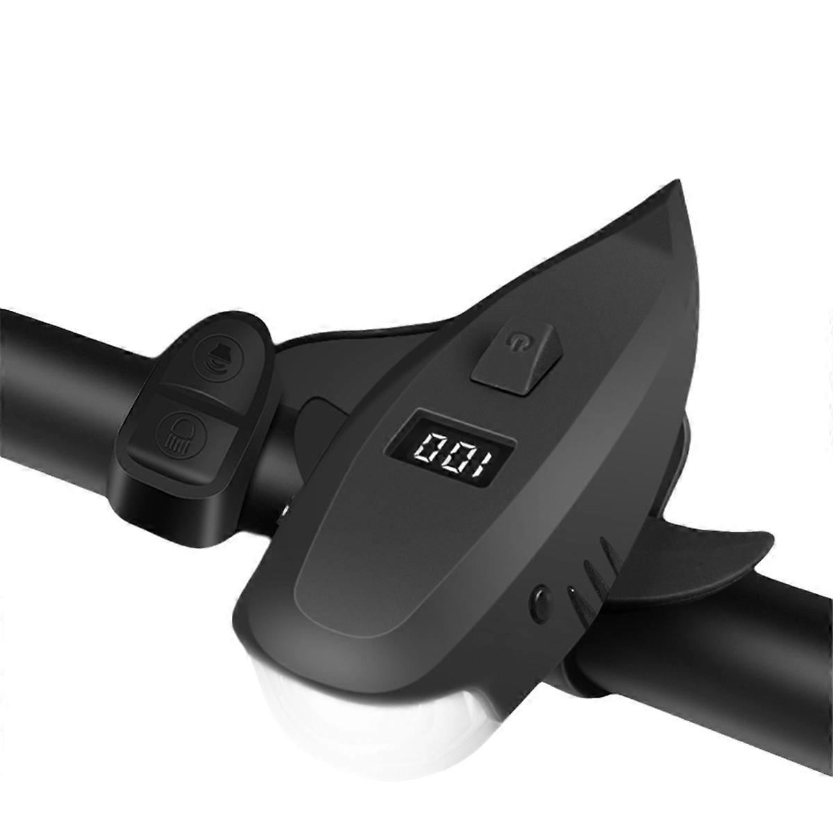 Bike Horn with Light Rechargeable Headlight Wireless Remote Black